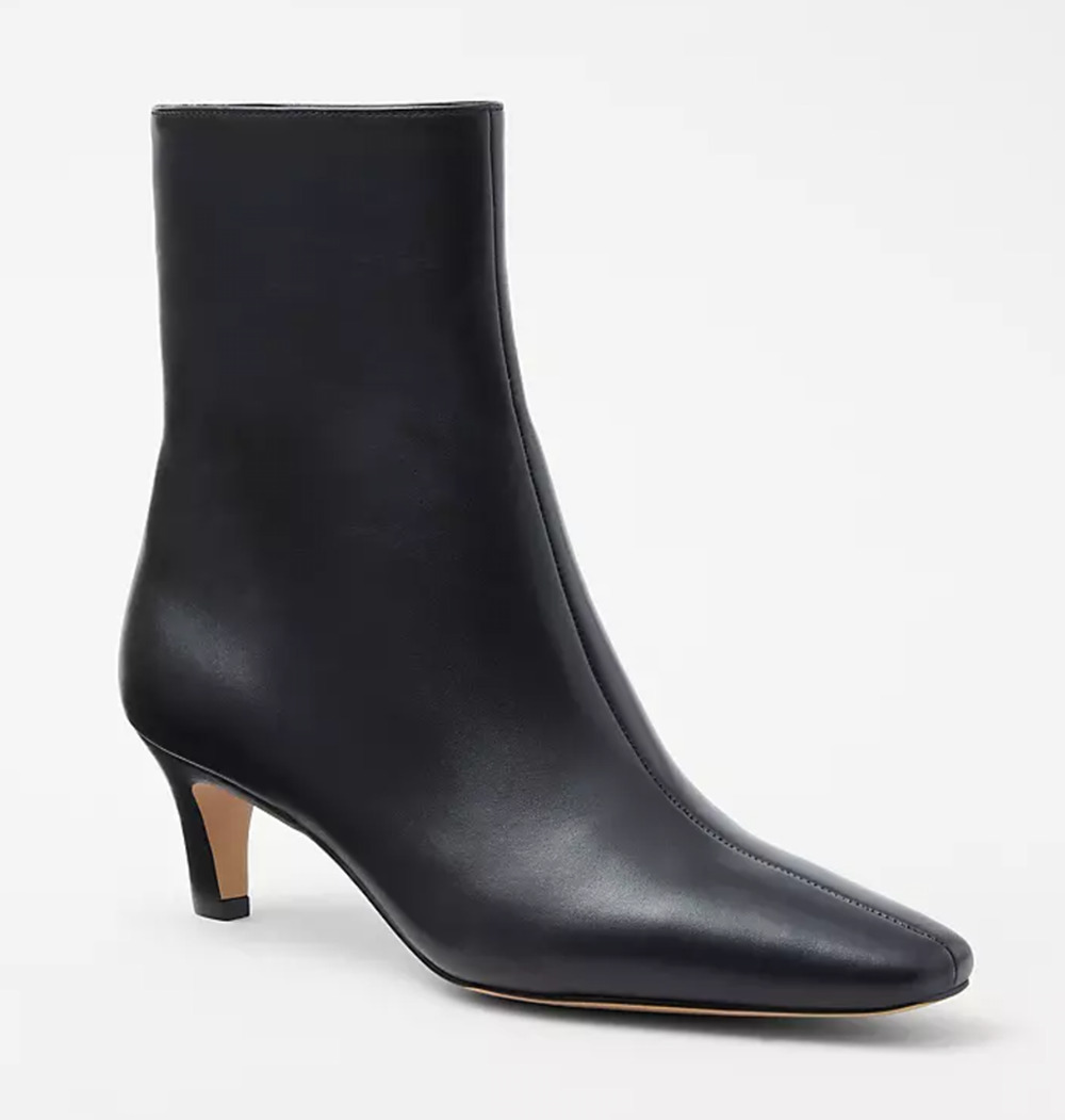 NEW ANN TAYLOR BLACK SKINNY HEELED LEATHER BOOTIE BOOTS SIZE 9.5